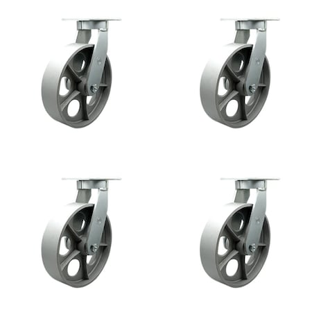 Service Caster 10'' Extra Heavy Duty Semi Steel Cast Iron Wheel Swivel Caster , 4PK CRAN-SCC-KP92S1030-SSR-4